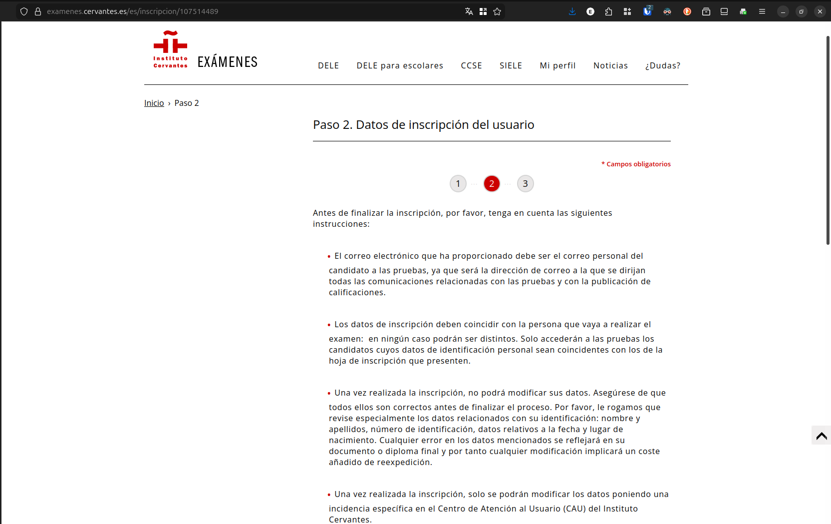 Termos de Inscrição